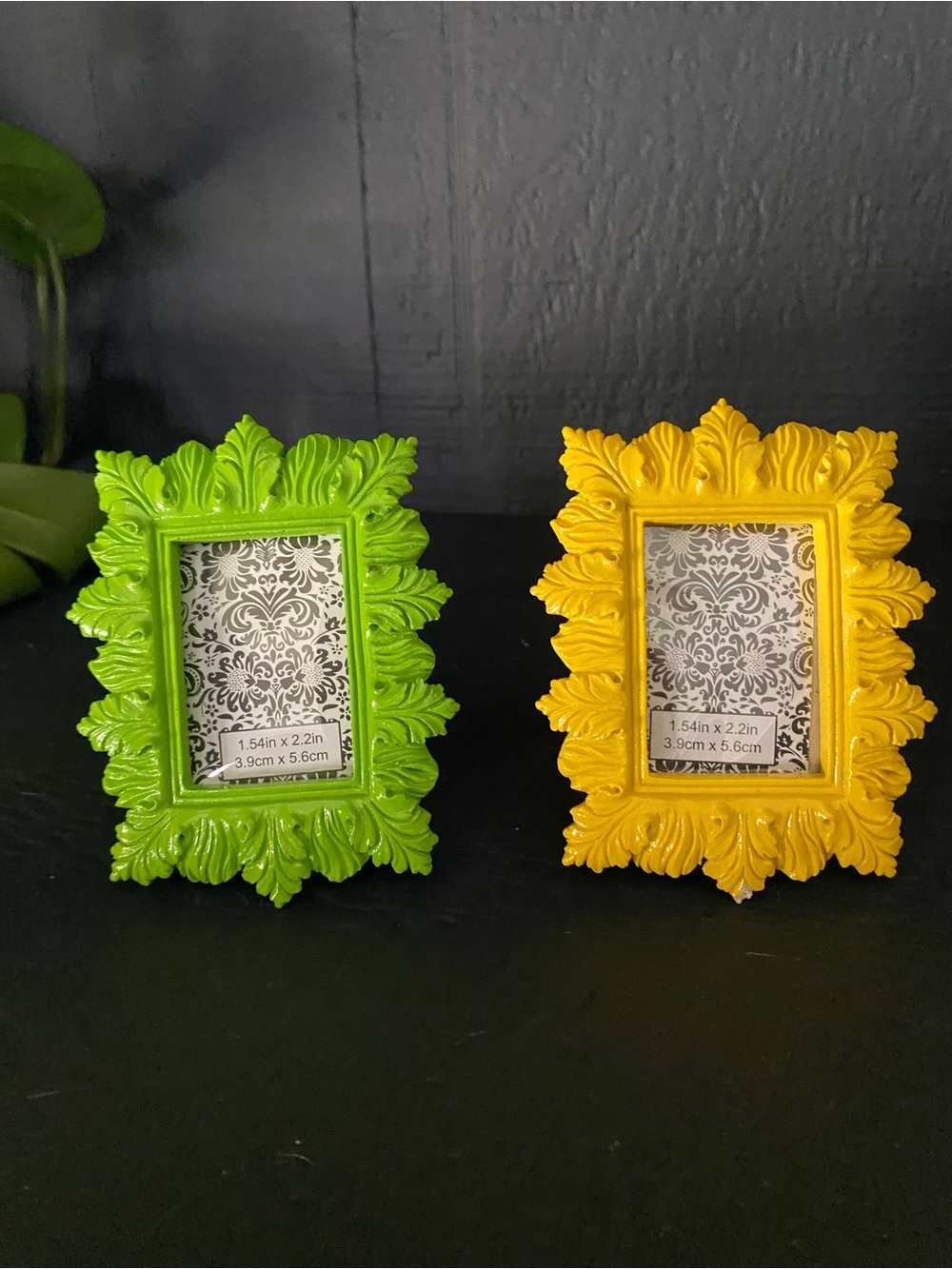 Decorative Baroque Mini Photo Frame Set - Green and Yellow